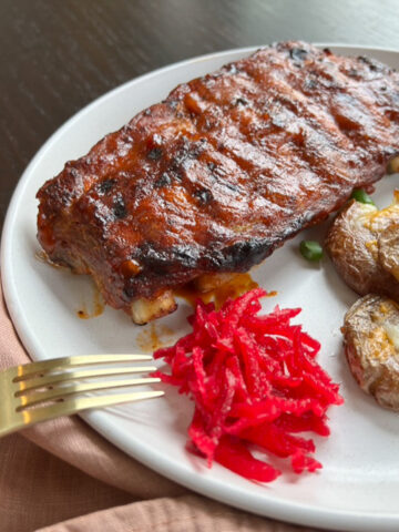 instant pot ribs with potatoes and pickled beets