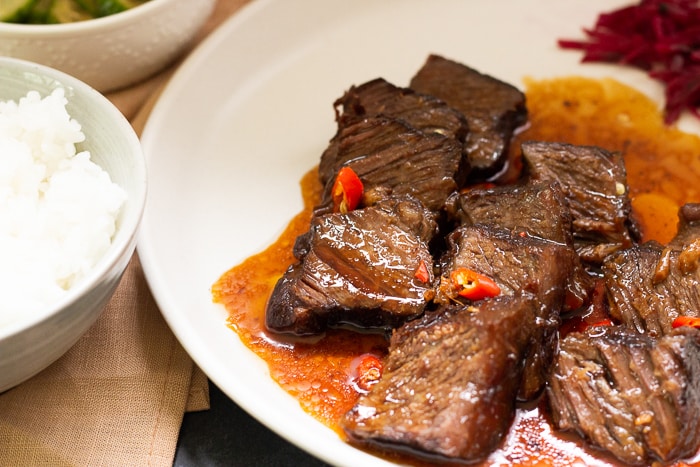 boneless short ribs with teriyaki sauce