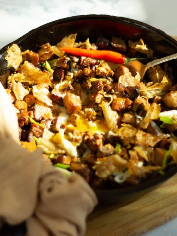 chicken sisig with chicharron