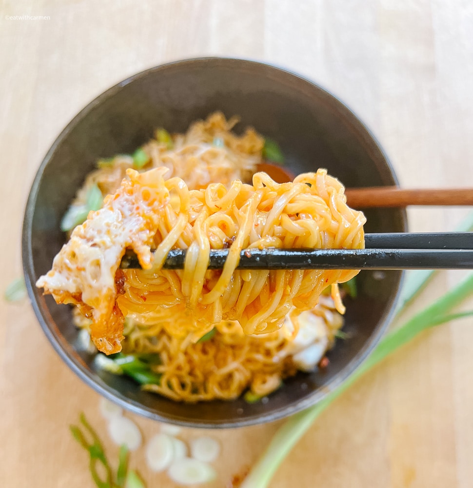 miso ramen noodles with fried egg