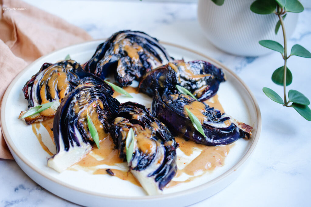 roasted cabbage with peanut sauce