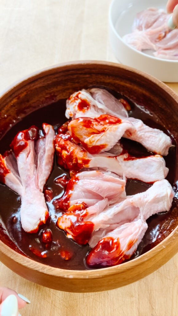marinate butterfly chicken drumsticks with gochujang