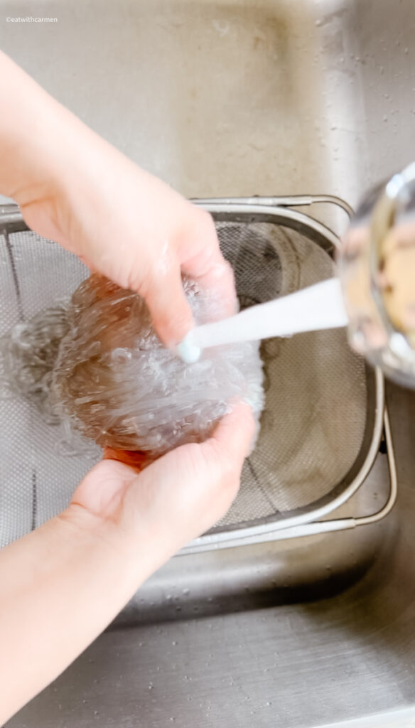 rinse sweet potato starch noodles