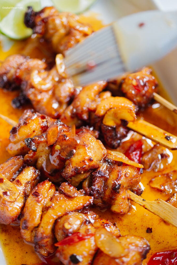 baste the chicken with the hot honey sauce