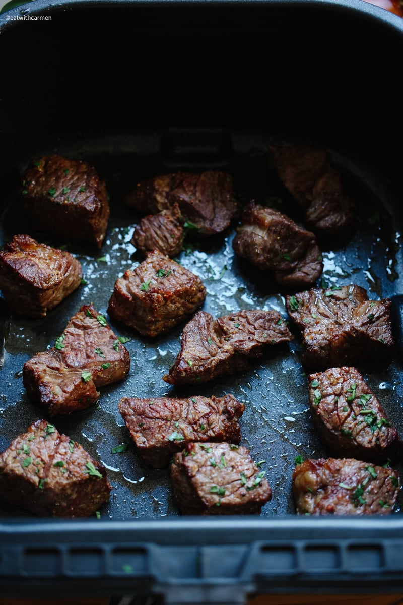 air fryer garlic steak bites