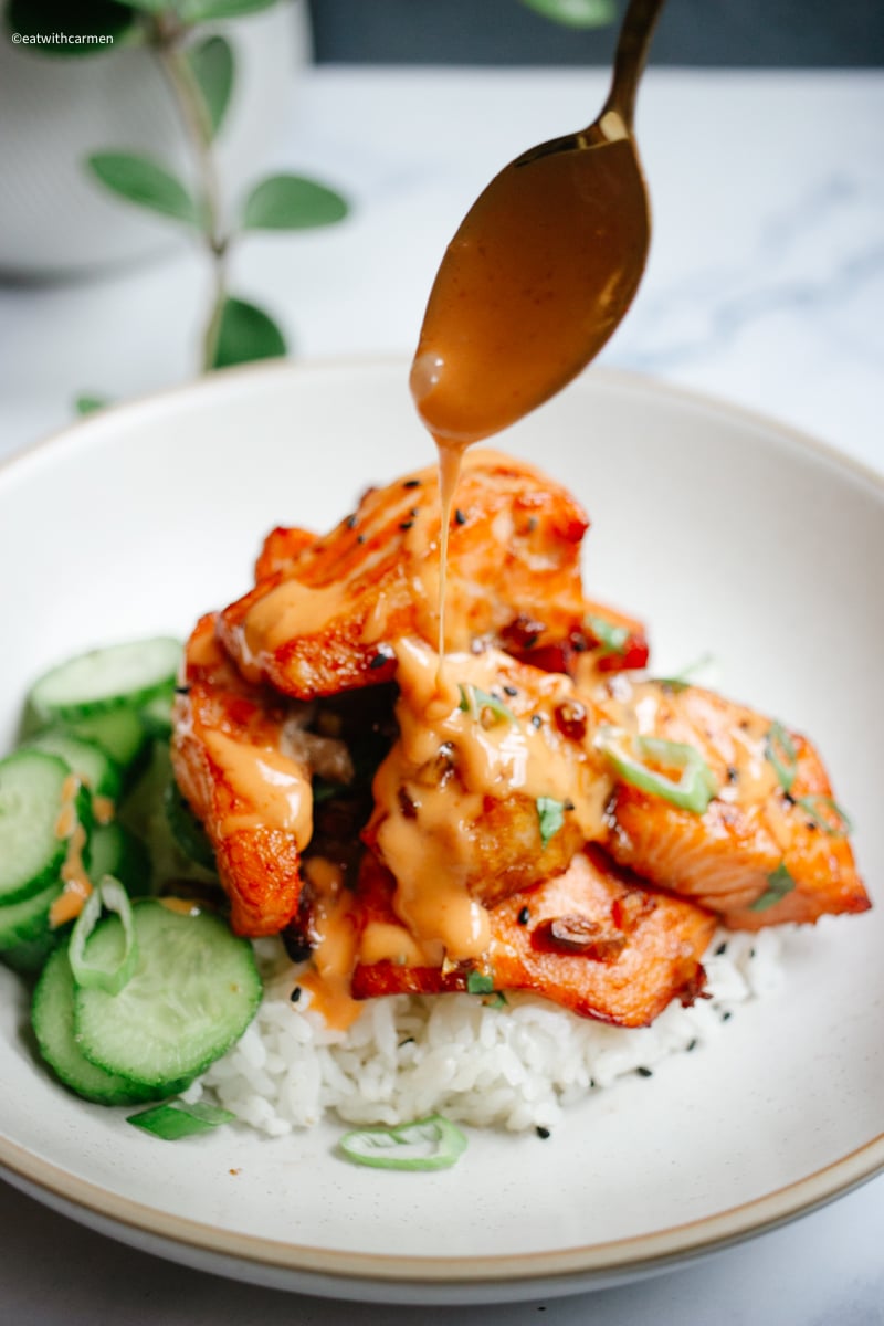air fryer salmon bowl