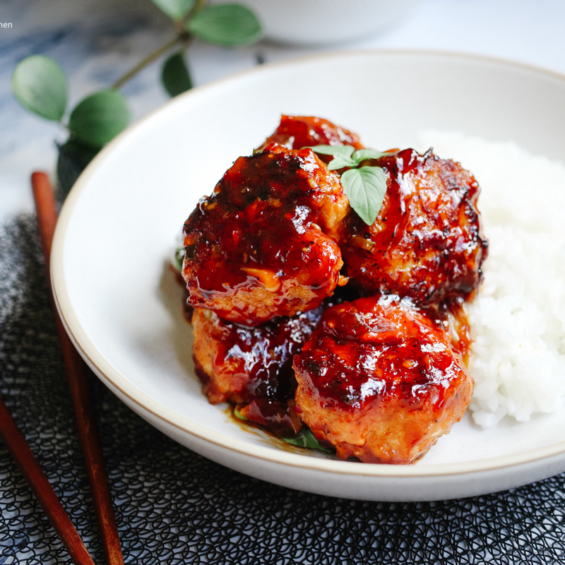 orange chicken meatballs one pan