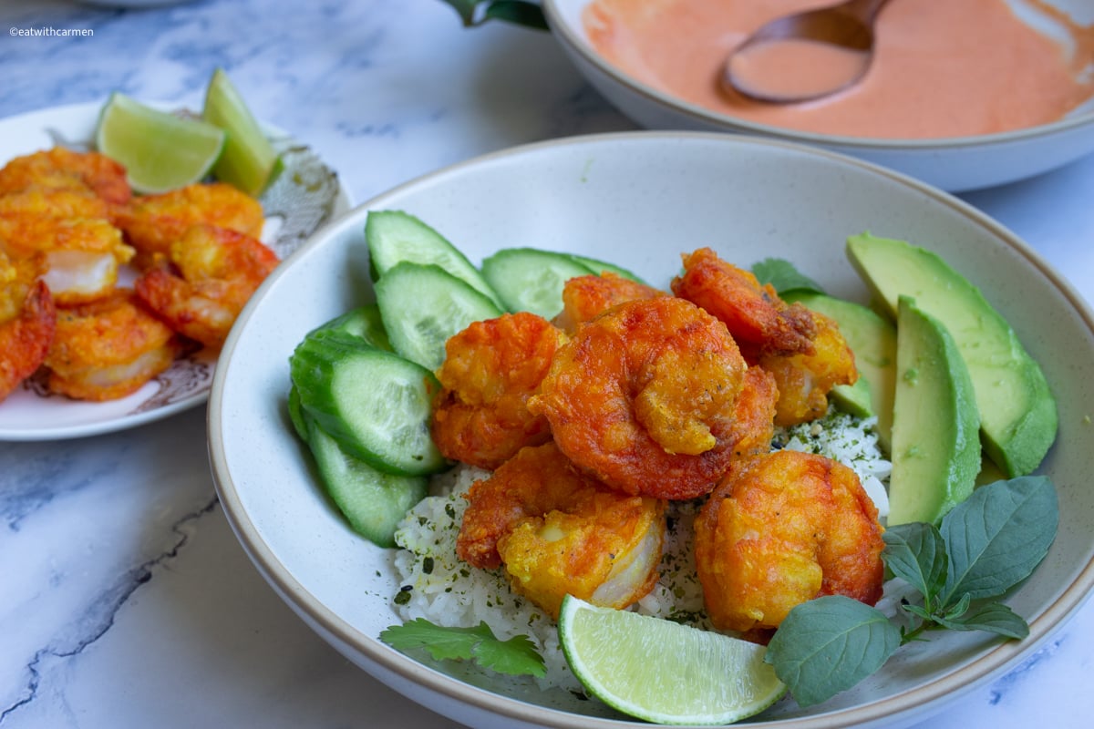 prawn bowl with avocado