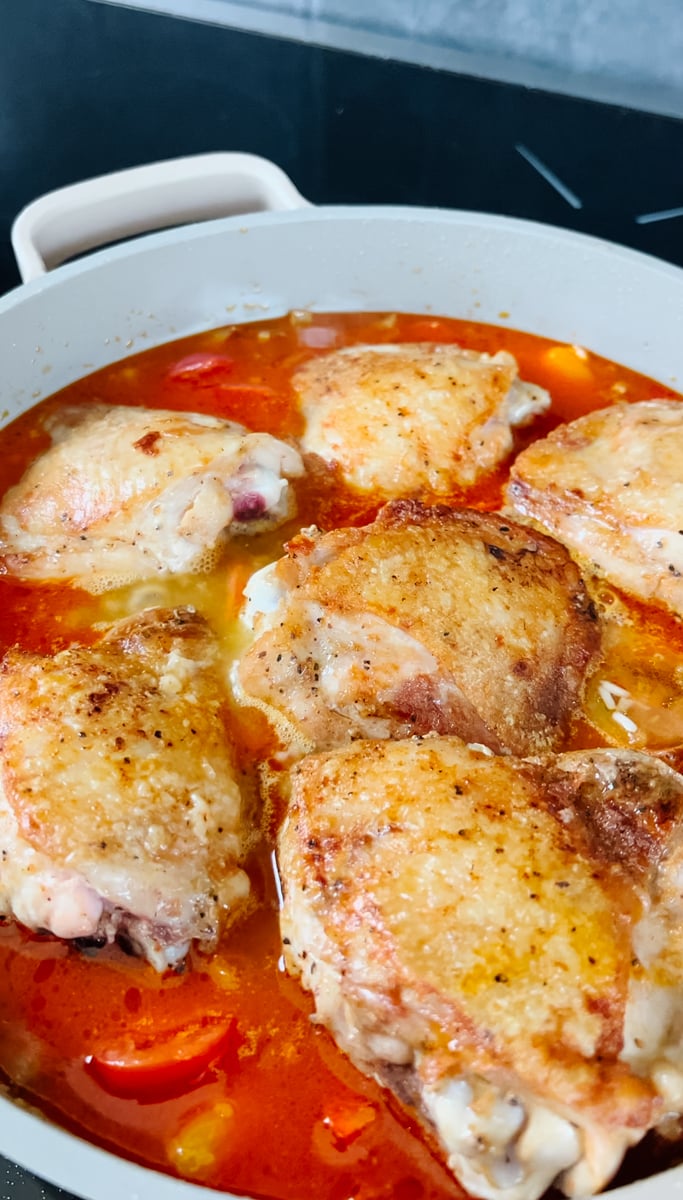 add back the chicken and juices 