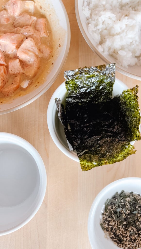 arrange sushi cups