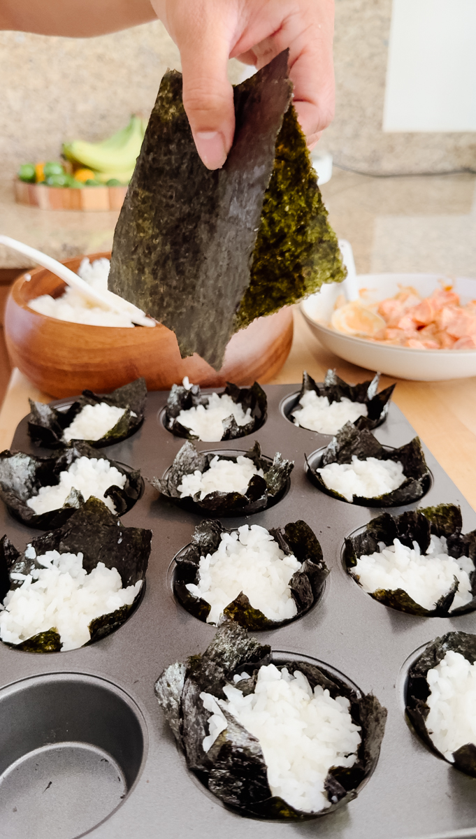 assemble the sushi bake