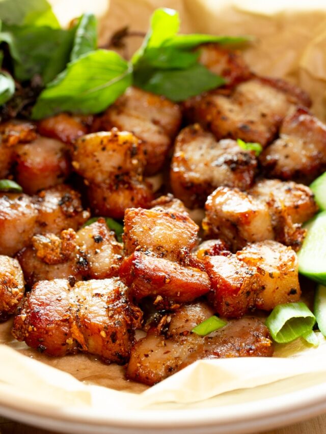 crispy air fryer pork belly bites