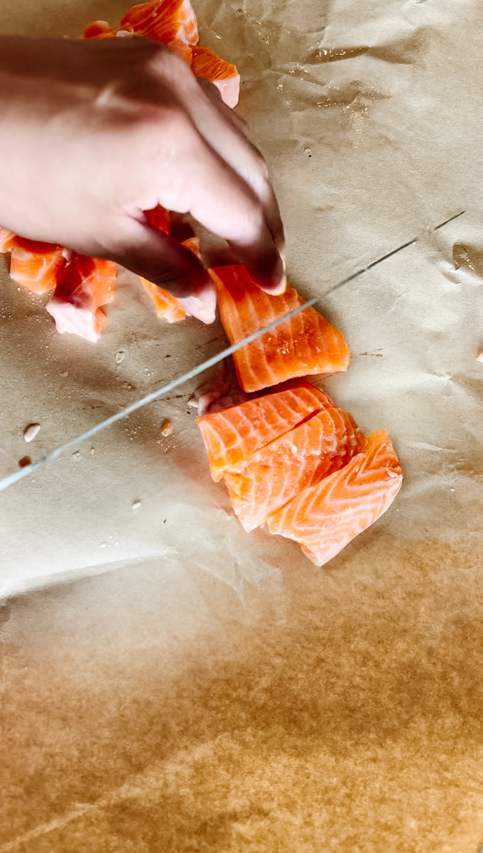 salmon cubes