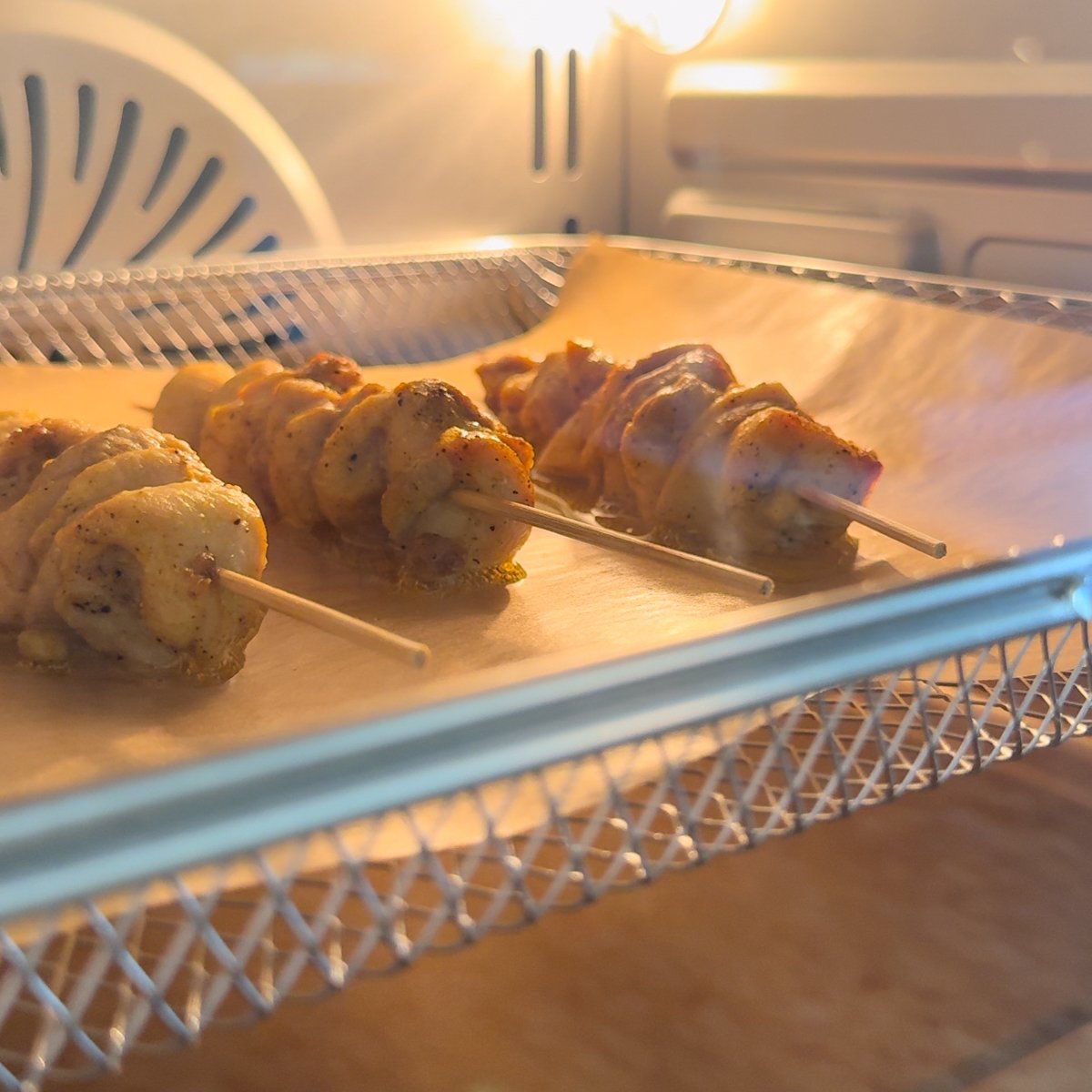 air fry chicken satay skewer