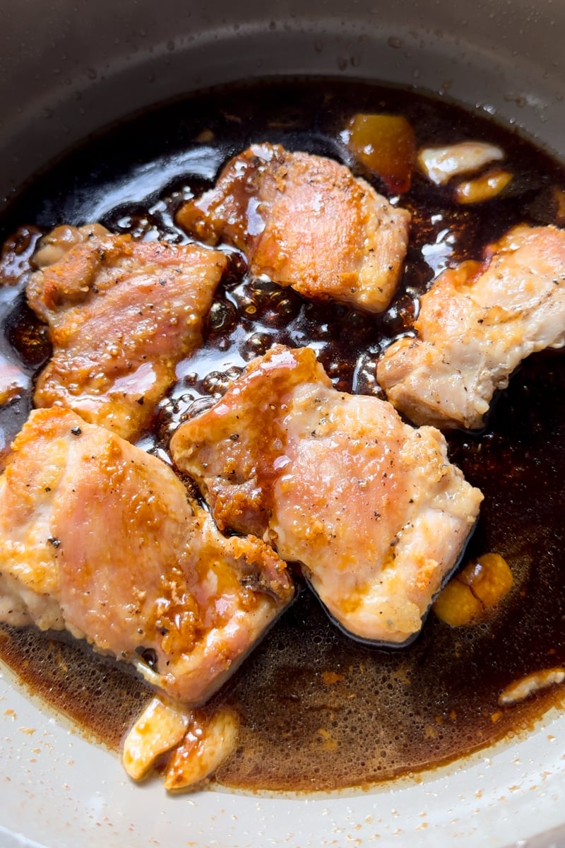 put the chicken teriyaki back in the pan