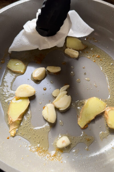 use paper towel to remove excess oil