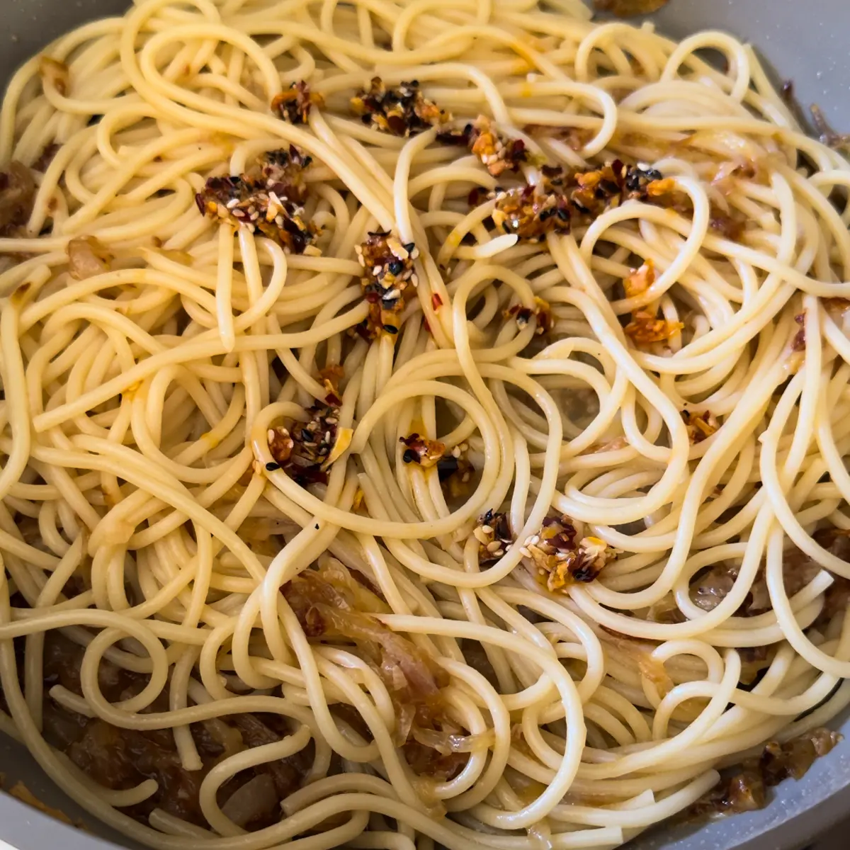 caramelized onion with chili crisp