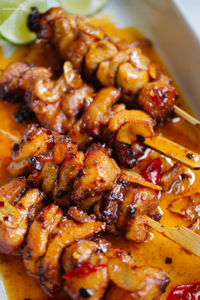 hot honey chicken skewers