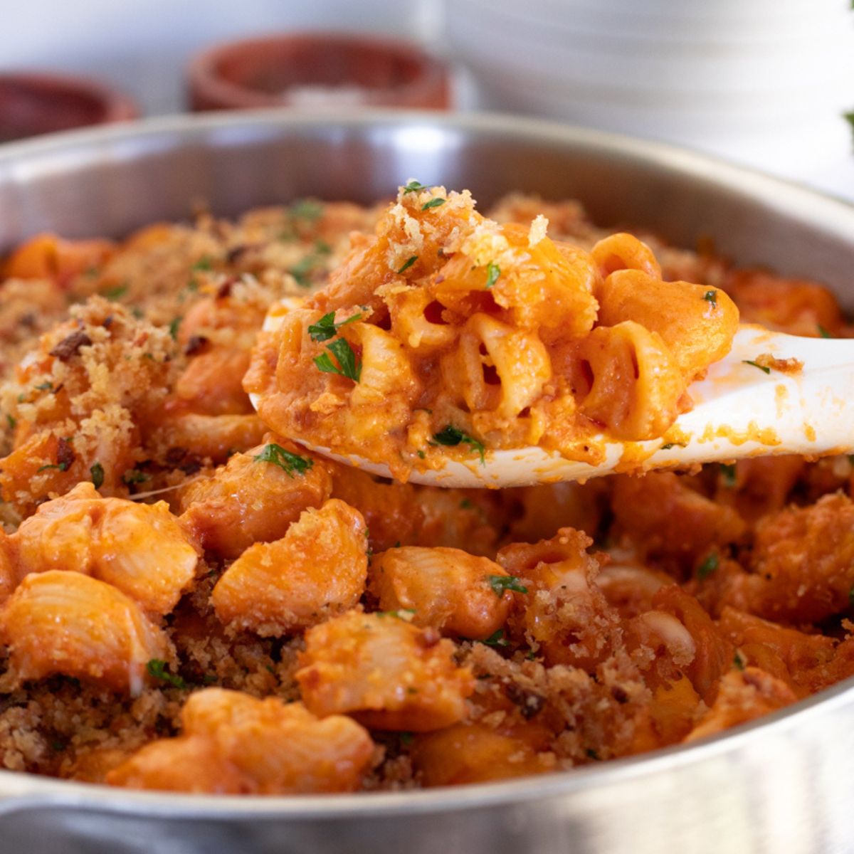 mac and cheese in a tub