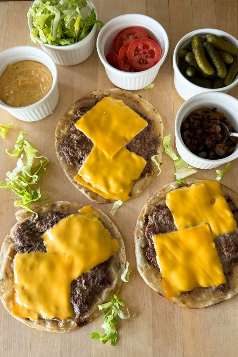 smashed burger tacos