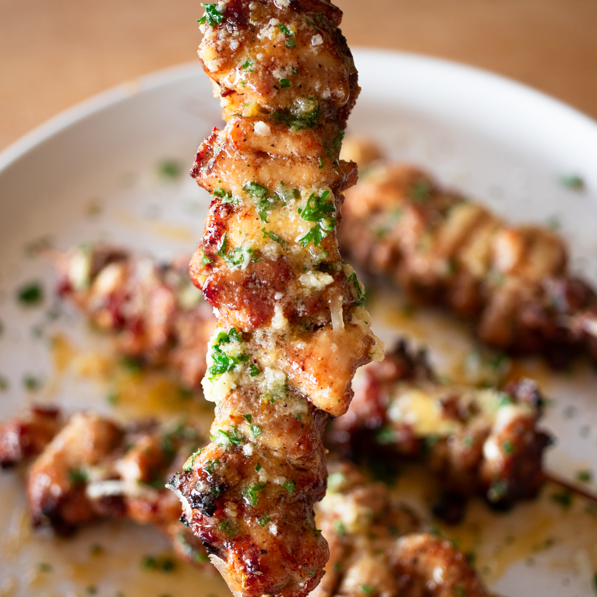 garlic parmesan chicken skewer