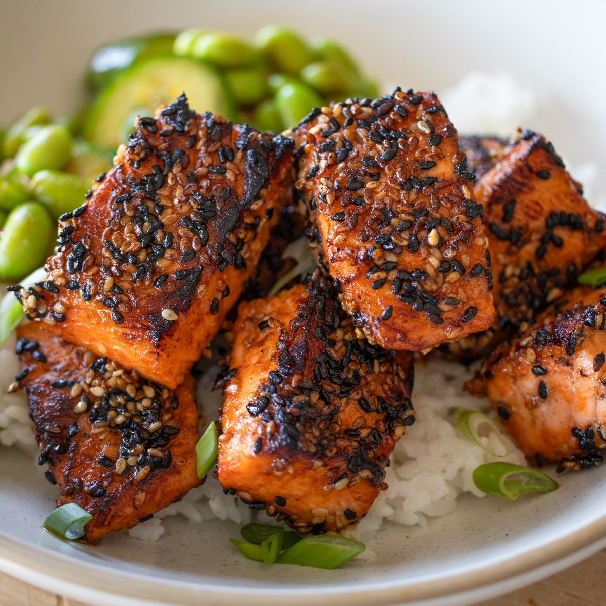 spicy salmon rice bowls